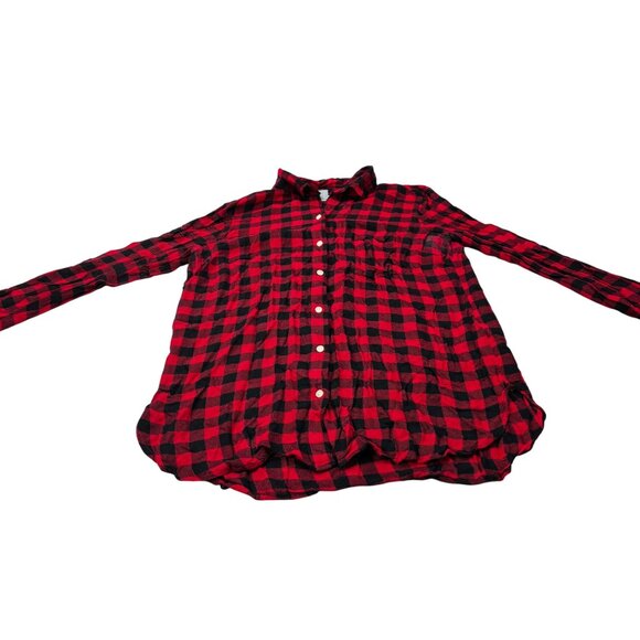 Old Navy Red & Black Plaid Button-Up Shirt  M - Picture 6 of 11
